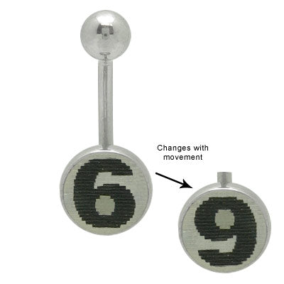 Surgical Steel 69 Hologram Logo Belly Button Ring 14G 10mm