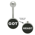 Surgical Steel 14 Gauge Belly Ring with Got Head Hologram Logo