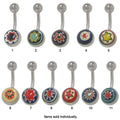 Surgical Steel 14 Gauge Belly Ring with Flower Logo