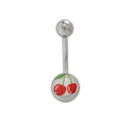 Surgical Steel 14 Gauge Belly Button Ring with Cherry Logo