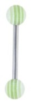Surgical Steel 14 Gauge 5/8 Inch Tongue Barbell with UV Green Balls