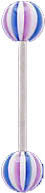Surgical Steel 14 Gauge UV Barbell with Multi Color Beach Ball