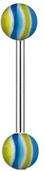 Surgical Steel 14 Gauge UV Barbell with Multi Color Ripple