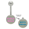 Surgical Steel 14 Gauge Belly Ring with Girls Rule Boys Drool Logo
