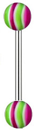 Surgical Steel & Acrylic UV Tongue Barbell - Style 16