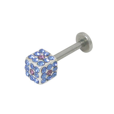 Surgical Steel 14 Gauge Labret Monroe with Cube Shape Jewels