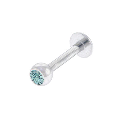 Surgical Steel 14 to 16 Gauge Monroe Labret with Light Blue Jewel
