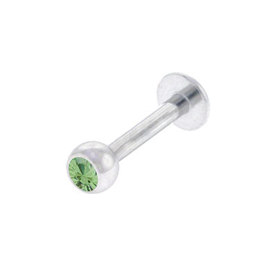 Surgical Steel 14 to 16 Gauge Monroe Labret with Green Jewel