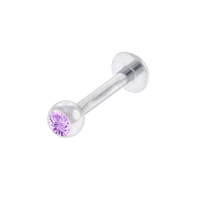 Surgical Steel 14 to 16 Gauge Monroe Labret with Purple Jewel