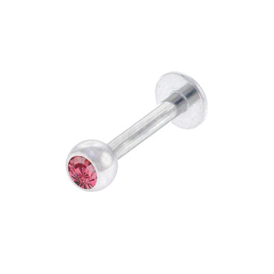 Surgical Steel 14 to 16 Gauge Monroe Labret with Pink Jewel