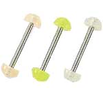 Surgical Steel Tongue Barbell with Glow Acrylic Half Beads