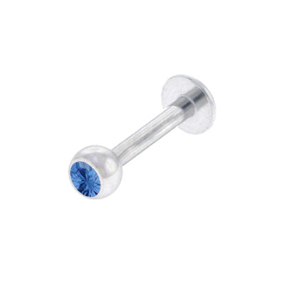 Surgical Steel 14 to 16 Gauge Labret Stud with Dark Blue Jewel