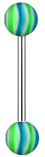 Surgical Steel 14 Gauge UV Barbell with Multi Color Ripple Pattern