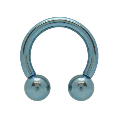 Blue Anodized Titanium 10 Gauge Horseshoe Ring - 12mm