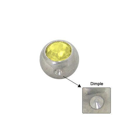 Surgical Steel Yellow Jeweled Dimple Bead - 4mm 5mm 6mm