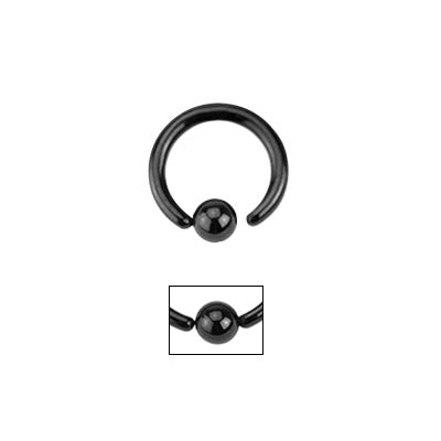 Black Surgical Steel Captive Bead Ring 18 to 14 Gauge
