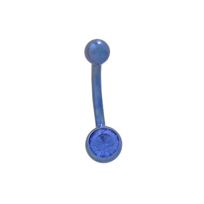 Titanium 14 Gauge Belly Ring with All Blue Jewel