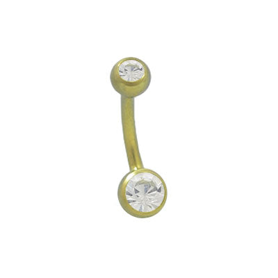 Titanium 14 Gauge Belly Ring with Yellow Double Jewels