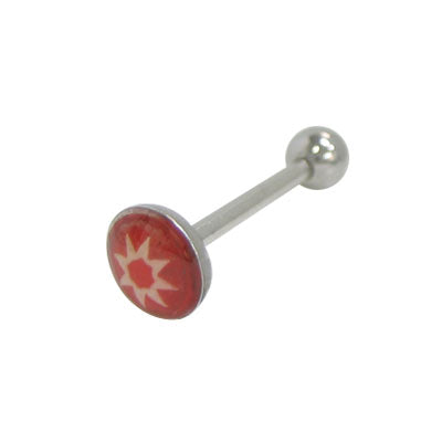 Surgical Steel 14 Gauge Tongue Barbell with Sun Logo