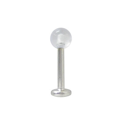 Surgical Steel 16 Gauge Labret with UV Clear Acrylic Bead