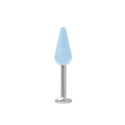 Surgical Steel 16 to 18 Gauge Labret with UV Blue Acrylic Bead