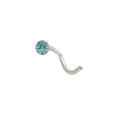 .925 Sterling Silver Nose Screw with Blue Jewel - 18 & 20 Gauge