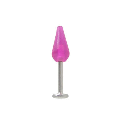 Surgical Steel 16 to 18 Gauge Labret with UV Purple Cone Acrylic Bead