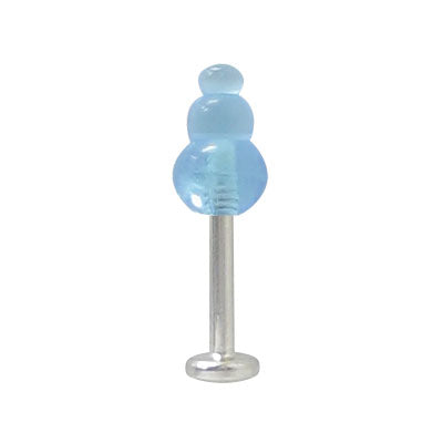 Surgical Steel 16 to 18 Gauge Labret with UV Blue Wave Spike Bead