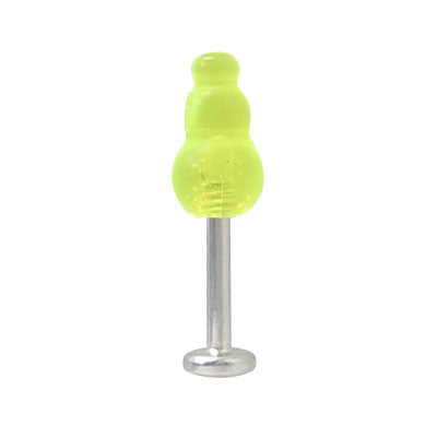 Surgical Steel 16 to 18 Gauge Labret with UV Green Wave Spike Bead