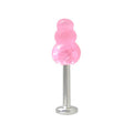 Surgical Steel 16 to 18 Gauge Labret with UV Pink Acrylic Bead