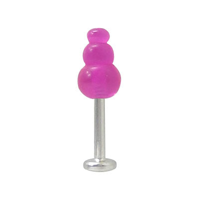 Surgical Steel 16 to 18 Gauge Labret with UV Purple Acrylic Bead