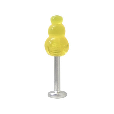 Surgical Steel 16 to 18 Gauge Labret with UV Yellow Acrylic Bead