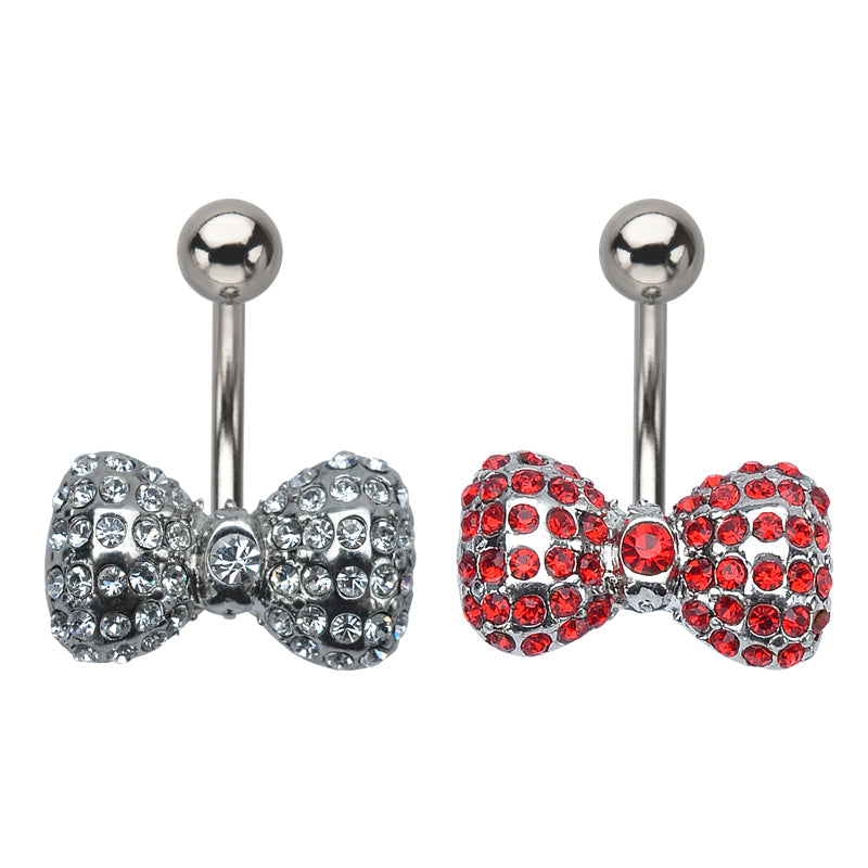 Surgical Steel 14 Gauge Belly Ring with Multigem Bow