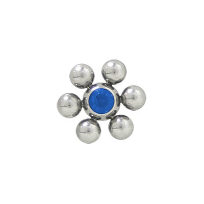 Surgical Steel 14 Gauge Replacement Threaded Flower Shape Bead - Blue
