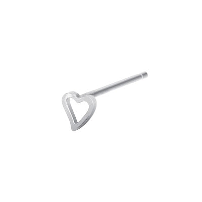 .925 Sterling Silver Bendable Nose Ring with Hollow Heart