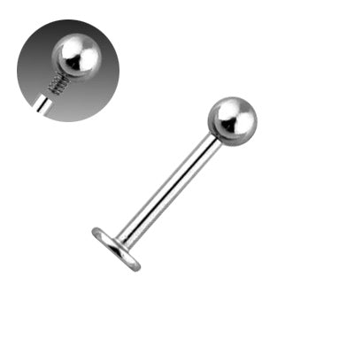 Surgical Steel 14 to 18 Gauge Internally Threaded Ball Labret Stud