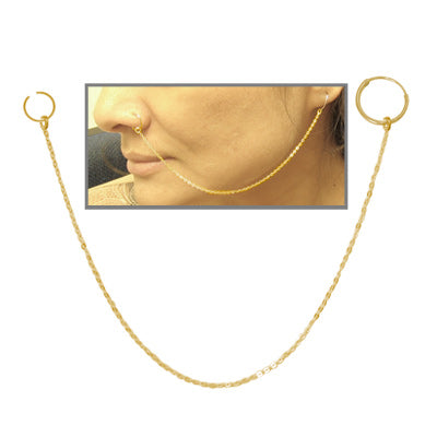 Gold Plated Nose Chain with Hoops