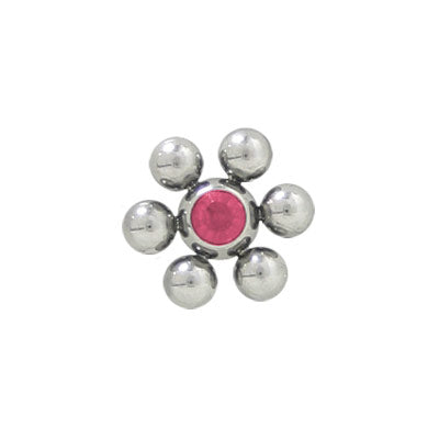 Surgical Steel Pink Jeweled Flower Shape Replacement Bead - 6mm 10mm
