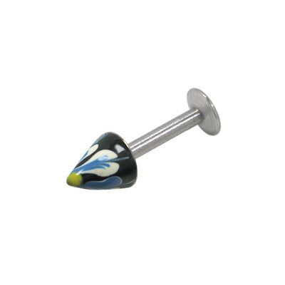 Surgical Steel 14 & 16 Gauge Labret Stud with Painted Flower Spike