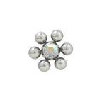 Surgical Steel Opal Jeweled Flower Shape Replacement Bead - 6mm 10mm