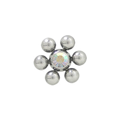 Surgical Steel Opal Jeweled Flower Shape Replacement Bead - 6mm 10mm