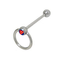 Surgical Steel Tongue Barbell with Door Knocker Superman Logo