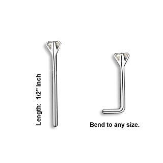 Sterling Silver 20 Gauge Bendable Nose Ring with Prong Set CZ - photo 2