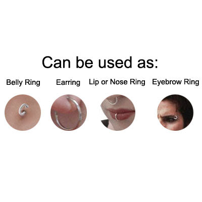 Rhodium Plated Black Non-Piercing Spring Hoop - Pair - photo 2