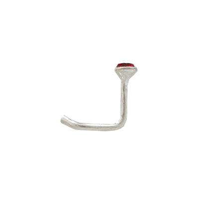 .925 Sterling Silver Nose Stud with Red Jewel End - 18 & 20 - photo 2