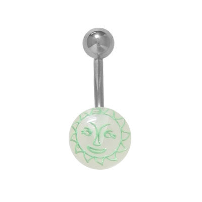 Surgical Steel 14 Gauge Belly Ring with Acrylic Sun Face Ball - photo 2