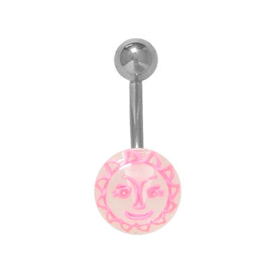 Surgical Steel 14 Gauge Belly Ring with Acrylic Sun Face Ball - photo 3