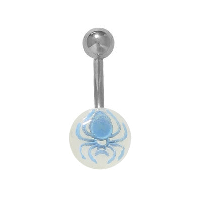 Surgical Steel 14 Gauge Belly Ring with Acrylic Spider Ball - photo 2