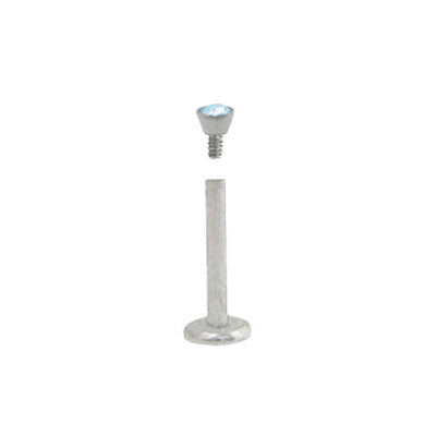 Surgical Steel 16 Gauge Labret Monroe Stud with Light Blue Jewel - photo 2