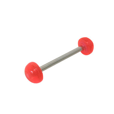 Surgical Steel 14 Gauge Tongue Barbell with UV Half Bead Designs - photo 2